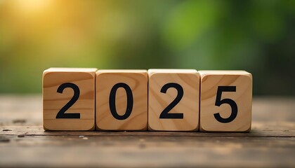 Wood Block New Year Concept for 2025