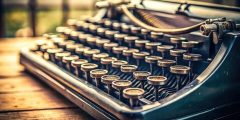 Vintage typewriter keys with shallow depth of field for nostalgic writing background