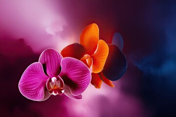 Fototapeta premium Vibrant Gradient Canvas Art in Orchid Burgundy Tangerine Navy and Midnight Colors