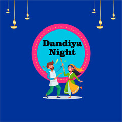 Garba Night poster for Navratri Dussehra festival of India. vector illustration design of peoples playing Dandiya dance