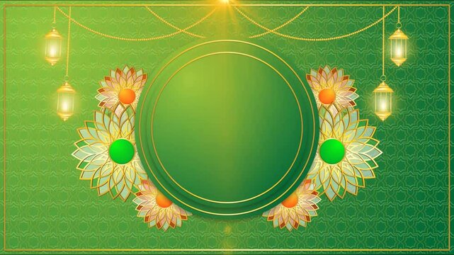 islamic frame with flower and blue background