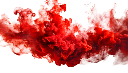 red smoke flames Splash on a white isolated background. Generative AI.