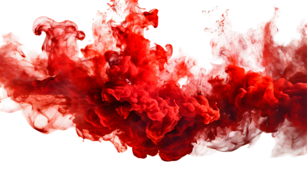 red smoke flames Splash on a white isolated background. Generative AI.