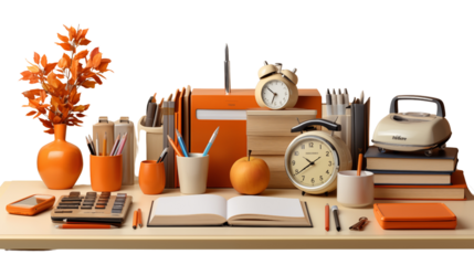 Desk tidies, studio view, isolated on white background.