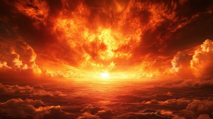Fototapeta premium Apocalyptic Sky Ablaze with Roaring Flames
