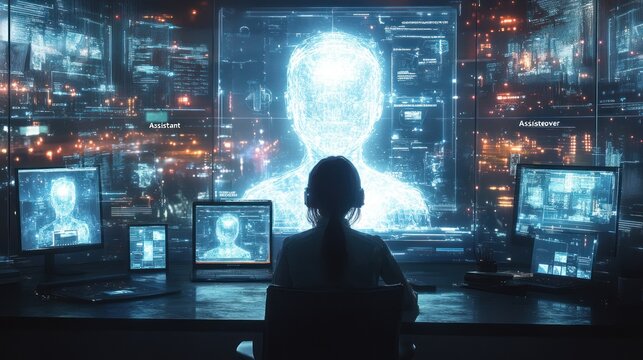 Futuristic AI Interface with Digital Overlays