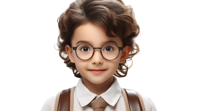 Japanese kid teacher costume accessories portrait, studio view, isolated on white background.