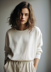 Obraz premium Cotton sweatshirt sleeve portrait sweater.