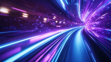 Obraz premium Vibrant neon light tunnel with swirling motion effects
