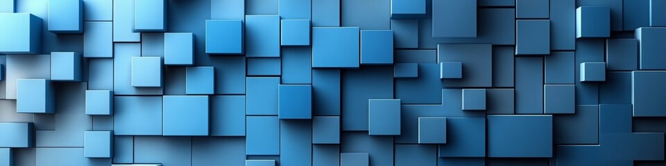 Blue Blocks, Cubes Abstract Background, LinkedIn cover, AI Generated