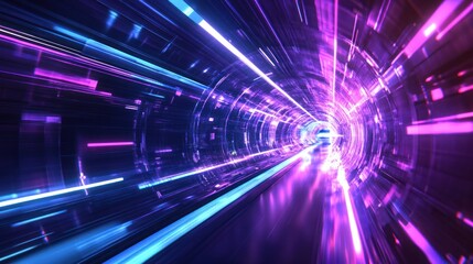 Obraz premium Dynamic light tunnel with purple radiant glow