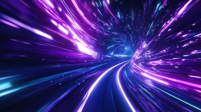 Futuristic tunnel with swirling purple dynamics