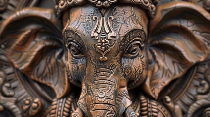 Fototapeta premium Intricate Close-Up of Lord Ganesh's Face