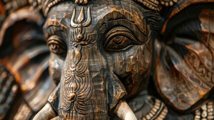 Obraz premium Intricate Close-Up of Lord Ganesh's Face