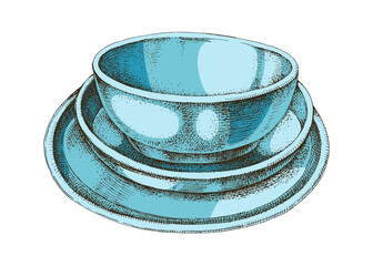 Hand drawn plates set vector