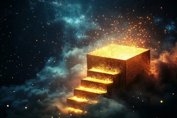 A glowing staircase that leads into the sky. 