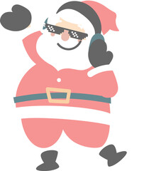 merry christmas and happy new year with cute santa claus, flat png transparent element cartoon character design