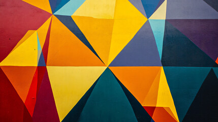 Fototapeta premium A vibrant geometric pattern with triangles in various colors.