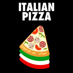 italian pizza with italian flag on background Vector