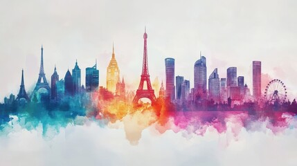 Vibrant Watercolor City Skylines from Around the World