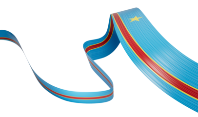3d Flag Of Democratic Republic Of The Congo 3d Waving Ribbon Flag White Background, 3d Illustration
