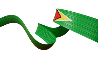 3d Flag Of Guyana Country, 3d Wavy Shiny Ribbon Isolated On White Background, 3d illustration
