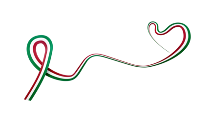 3d Flag Of Italy Heart Shaped Wavy Awareness Ribbon flag On White Background, 3d illustration
