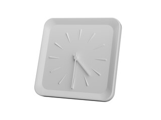3d Simple White Square Wall Clock 4:30 Four Thirty Half Past 4 Grey Background, 3d illustration
