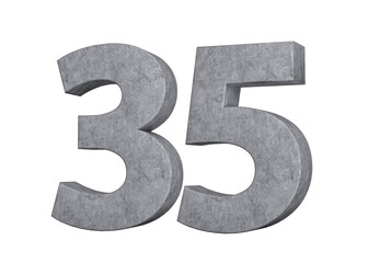 3d Concrete Number thirty five 35 Digit Made Of Grey Concrete Stone On White Background 3d Illustration
