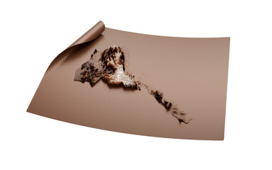 Map Of Eritrea Old Style Brown On Unrolled Map Paper Sheet On White Background 3d illustration
