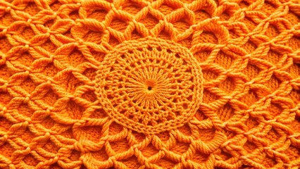 Vibrant orange yarn background crochet pattern with intricate design for knitting enthusiasts and craft projects