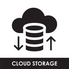 CLOUD STORAGE ICON.
CLOUD STORAGE VECTOR AND SILHOUETTE.