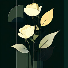 Elegant Roses with Geometric Background