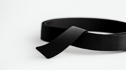 A black belt on a white background.