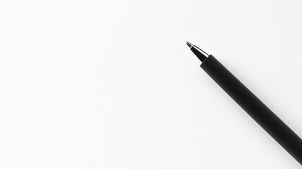 A black pen on a white background.