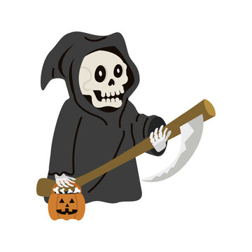 recommend clip art: Scary cartoon grim reaper with scythe