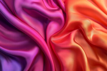Obraz premium A luxurious silk fabric in vibrant colors, draped in folds with light hitting it at different angles, capturing the softness and sheen of the material. 