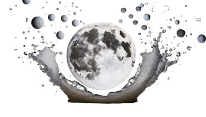 round moon Splash on a white isolated background. Generative AI.