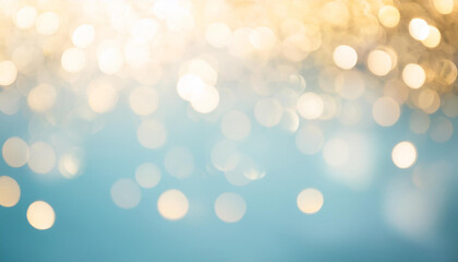 Obraz premium Beautiful background with bokeh. Gold on light blue. Natural light