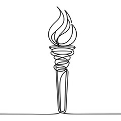 Continuous line drawing of the Olympic torch. Single line drawing of the Olympic torch. Line art of the Olympic torch. Vector illustration.