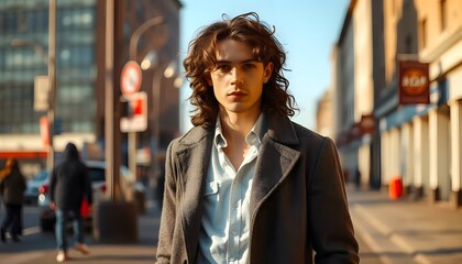 Fototapeta premium person walking on the street