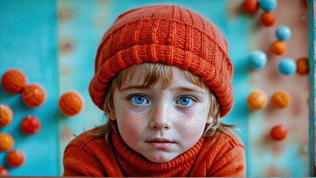Ni&ntilde;o rubio en un jard&iacute;n de juegos infantiles. Representa la infancia y el aprendizaje l&uacute;dico. 