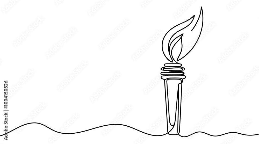 Poster continuous line drawing of the olympic torch. single line drawing of the olympic torch. line art of 