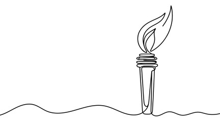 Continuous line drawing of the Olympic torch. Single line drawing of the Olympic torch. Line art of the Olympic torch. Vector illustration.