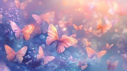 Enchanting Butterfly Garden - Glowing Butterflies in Soft Ethereal Light