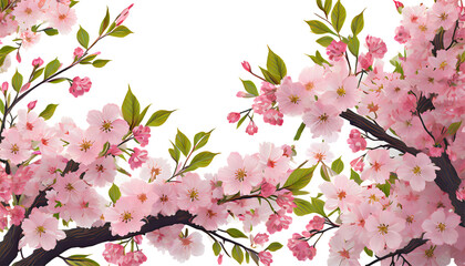 Fototapeta premium Sakura Background With Blossom Cherry Branches. Generative AI.