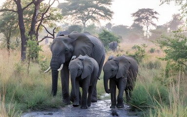 Fototapeta premium a group of elephants