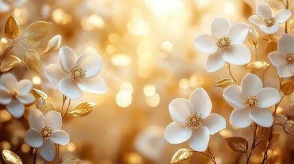 delicate white and gold floral motifs grace an elegant background suitable for a wedding invitation radiating romance and sophistication with a soft touch of luxury