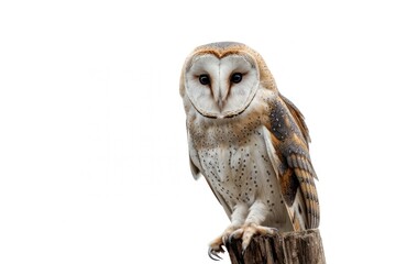 Elegant barn owl perched gracefully