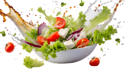 salad Splash on a white isolated background. Generative AI.